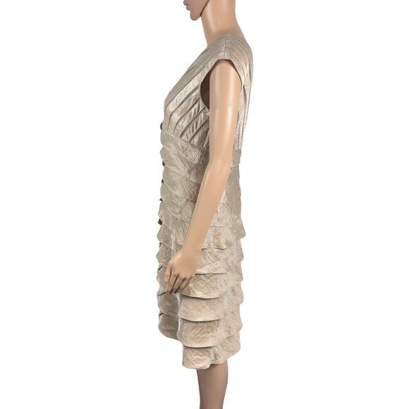 Adrianna Papell Tiered Ruffle Pleated Bodice Satin Dress (8) - Picture 3 of 16